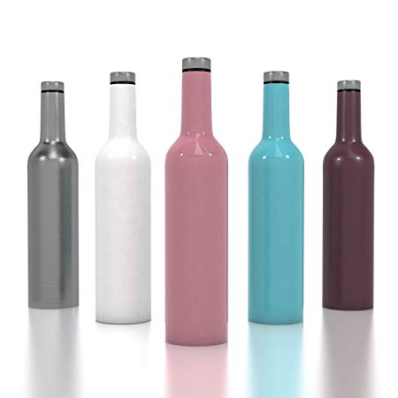 Stainless Steel Wine Bottle - Outdoor Spirit & Wine Growler - 750ml 25oz Vacuum Insulated Wine Bottle - Double Walled Travel Flask with a Screw Top Leak Proof Lid - Perfect Gift for Wine Travel