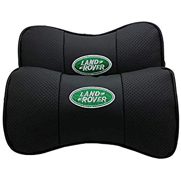 Auto Sport 2 PCS Genuine Leather Bone-Shaped Car Seat Pillow Neck Rest Headrest Comfortable Cushion Pad with Logo Pattern for Land Rover Accessory