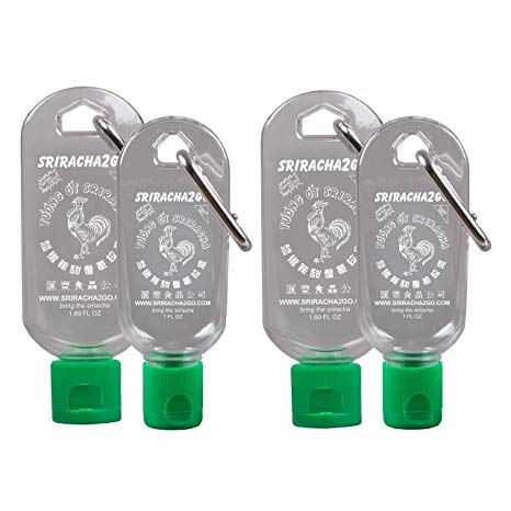 Sriracha Keychain 4-Pack (2-1oz Keychains and 2-1.7oz Keychains, Sold Empty)