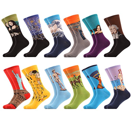 WeciBor Men's Dress Cool Colorful Novelty Funny Casual Combed Cotton Crew Socks Pack