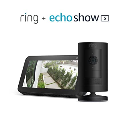 Ring Stick Up Cam Battery (Black) bundle with Echo Show 5 (Charcoal)