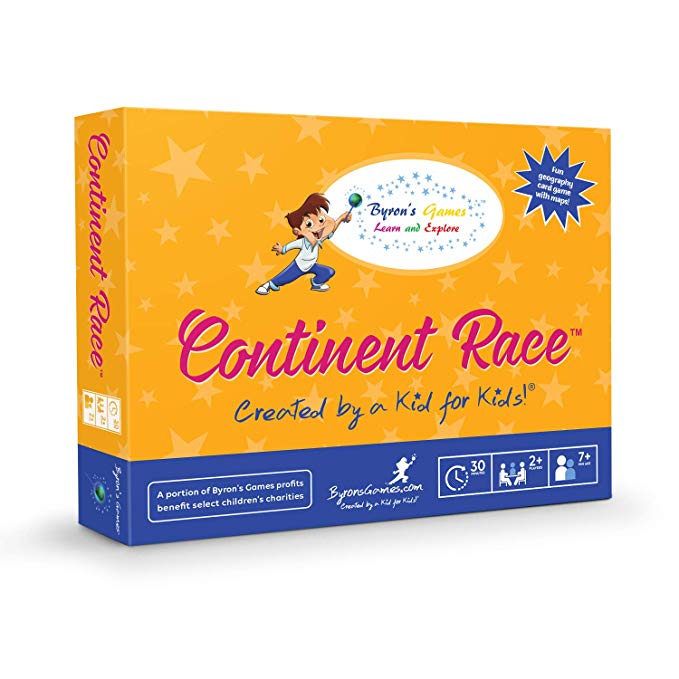 Educational Board Games for Families and Kids - A Fun, Interactive Learning Card Game for The Whole Family - Learn Geography as You Race Around The World - Continent Race from Byrons Games - 7 and Up