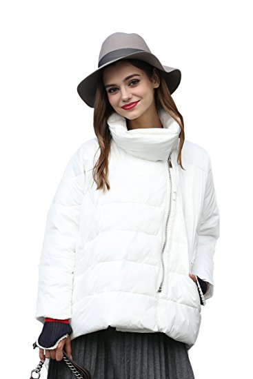 YOU.U Clearance Women Asymmetrical Winter Quilted Coat With Zip Closure