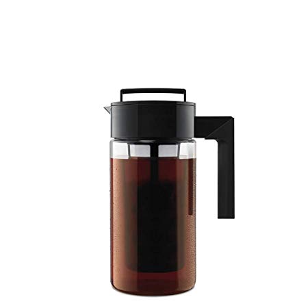 Takeya 10310 Patented Deluxe Cold Brew Iced Coffee Maker with Airtight Lid & Silicone Handle, 1 Quart, Black - Made in USA BPA-Free Dishwasher-Safe (Renewed)