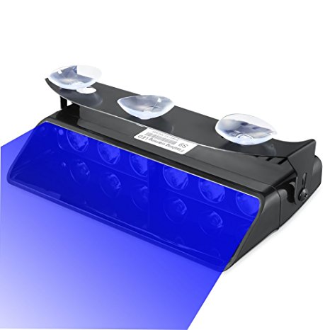 Emergency Lights, 16 Flashing Modes Bright Blue LED Warning Strobe Lighting for Vehicle Dash Windshield, Black