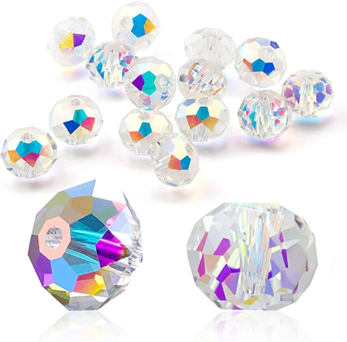 1000 Pieces Crystal Rondelle AB Glass Crystal Glass Beads,AB Color Crystal Beads Loose Beads,HOINCO Faceted Rondelle Beads for DIY Jewelry Crafts Making 8mm,6mm,4mm with 1PCS Crystal Stretch Cord