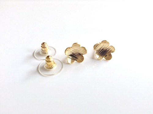 18k Gold plated flower earrings goldsmith metalwork