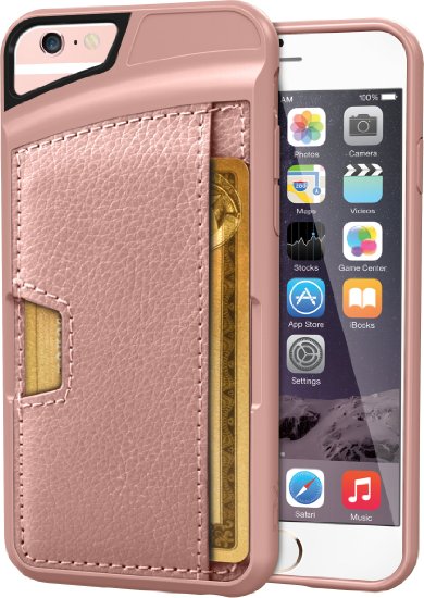 iPhone 6/6s Wallet Case - Q Card Case for iPhone 6/6s (4.7") by CM4 - Ultra Slim Protective Phone Cover (Rose Gold/Pink)
