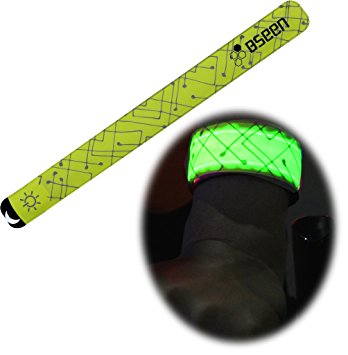 BSeen 2ed Generation LED Slap Band, Patented Heat sealed design, Glow in the Dark, Water/sweat resistant, highly reflective printing, artistic designs, fashion meets safety