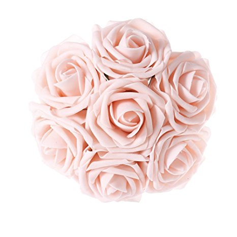 Jing-Rise Artificial Flowers 50PCS Real Looking Fake Roses With Stem For DIY Wedding Bouquets Centerpieces Party Baby Shower Home Decorations(Blush)