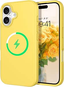 BENTOBEN for iPhone 16 Case, Phone Case for iPhone 16 [Compatible with Magsafe], Soft Silicone Gel Rubber Bumper Microfiber Lining Hard Back Shockproof Protective Cover for iPhone 16 6.1'', Yellow