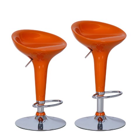 Joveco Swivel Adjustable Bar Stools orange -Set of 2