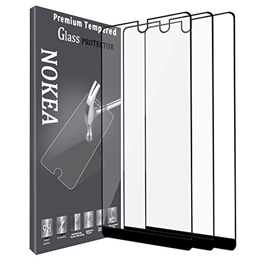 Essential Phone PH-1 screen protector, NOKEA Bubble Free Ultra-thin 9H Hardness Crystal Clear Scratch Resistant Full Coverage Tempered Glass Screen Protector for Essential PH-1 Phone-Black (3 Pack)