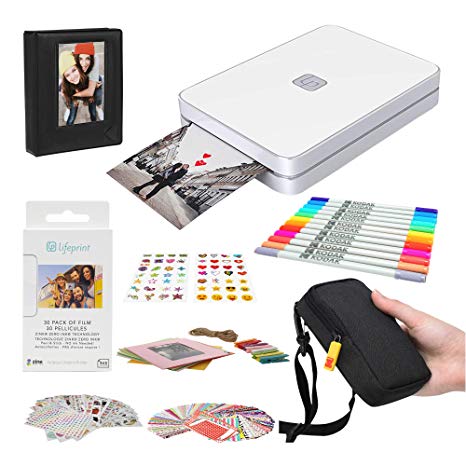Lifeprint 2x3 Portable Photo and Video Printer (Blue) Stickers Bundle