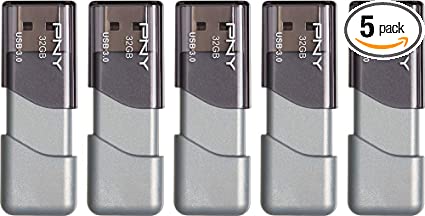 PNY 32GB Turbo Attaché 3 USB 3.0 Flash Drive, 5-Pack (P-FD32GX5TBOP-MP)