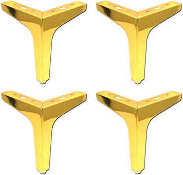 Antrader 6-Inch Height Modern Iron Furniture Sofa Legs Set of 4 Gold Plating Polished Table Cabinet Cupboard Sofa Couch Feet