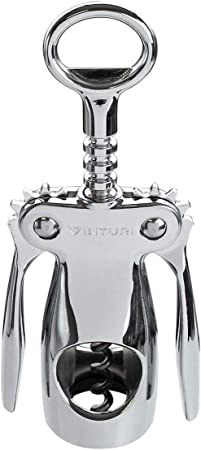 Vinturi V9032 Wing Corkscrew Wine Built-in Bottle Opener, One size, Silver