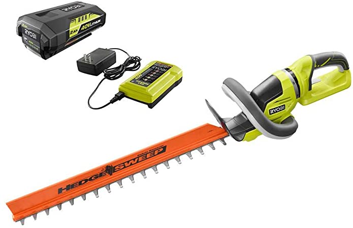 RYOBI RY40620 24 in. 40-Volt Lithium-Ion Cordless Hedge Trimmer with 2 Ah Battery and Charger Included