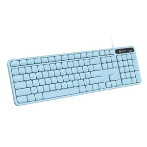 Portronics Ki-Pad 3 USB Wired Keyboard with Large Keycaps, Noise-Free Typing, Fn Multimedia Hotkeys, Full-Size Layout with Num Pad, Ergonomic Design, 1.5m USB Cable, for Laptop, PC, Mac (Blue)