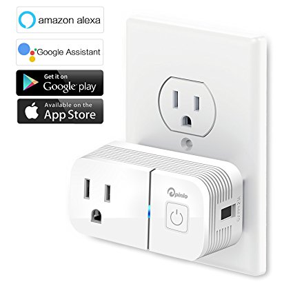 Smart Plug, USB Charger (5V 2.1A), Works with Alexa & Google Home, Smart Plug Mini, Wifi Socket with Timer, App Remote Control, No Hub Required, Easy Connection with TP-Link WeMo Netgear Router 1 PACK
