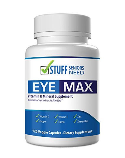 Age Related Macular Degeneration Eye Vitamin & Mineral Supplement for Eye Care - 120 Veggie Capsules - Vitamin C, Vitamin E, Zinc, Copper, Lutein 10 mg and Zeaxanthin 2mg from Stuff Seniors Need