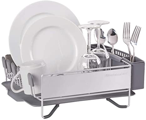 KitchenAid Compact Stainless Steel Dish Rack, Satin Gray, 15-Inch-by-13.25-Inch -