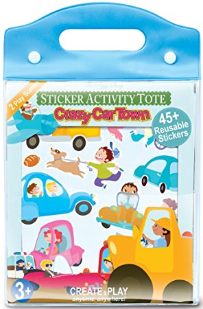 The Piggy Story 'Crazy Car Town' Child's Reusable Cling Sticker Activity Tote for Portable Play