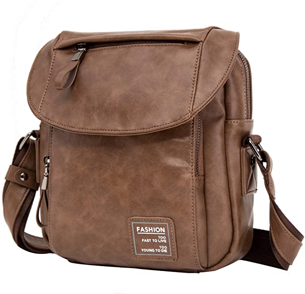 BISON DENIM Leather Shoulder Bag Small Crossbody Phone Purse Messenger Bag for Men