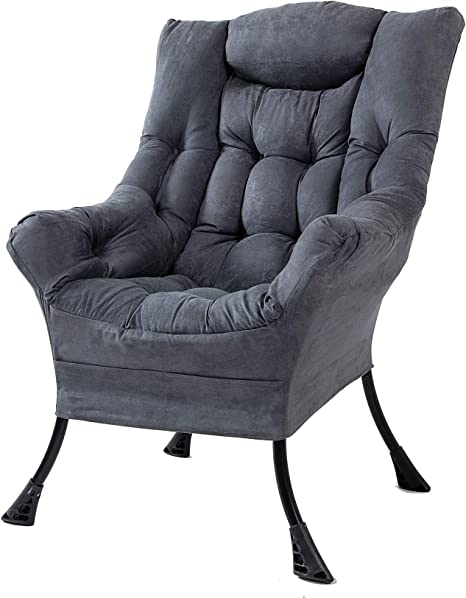 Explore Land Living Room Single High Back Lazy Chair Modern Upholstered Accent Chair (Dark Grey)