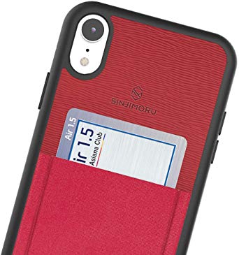 Sinjimoru iPhone XR case with Card Holder, Slim Card Wallet case. Sinji Pouch Case for iPhone XR, Red