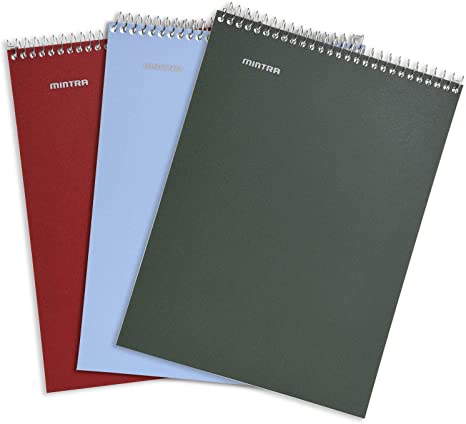 Mintra Office TOP BOUND Durable Spiral Notebooks (Arctic Ice, Chili Oil, Green Olive, College Ruled 3pk)