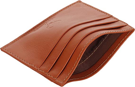 Genuine Leather Credit Card Holder Men Women - Minimalist Card Purse - Men`s Wallets - Ultra Thin Design - Ideal for Travel - Front Pocket Card Wallet - Slim Card Case - Giftbox