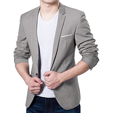 Pishon Men's Blazer Jacket Lightweight Casual Slim Fit One Button Sport Jackets