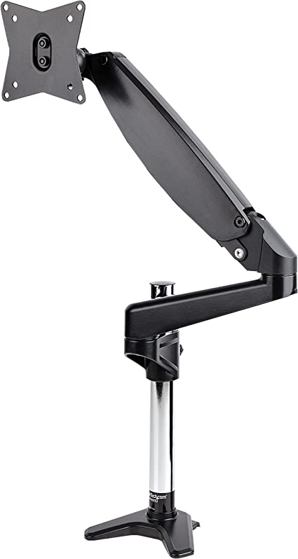 StarTech.com Desk Mount Monitor Arm for Single VESA Display up to 32" or 49" Ultrawide 8kg/17.6lb - Full Motion Articulating & Height Adjustable - C-Clamp, Grommet - Single Monitor Arm (ARMPIVOTE2)