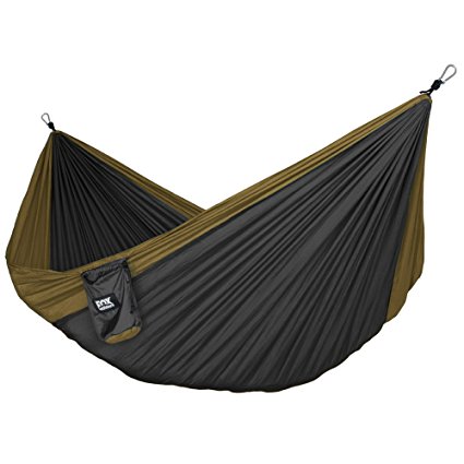 Neolite Single Camping Hammock - Lightweight Portable Nylon Parachute Hammock for Backpacking, Travel, Beach, Yard. Hammock Straps & Steel Carabiners Included