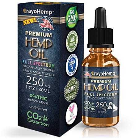 Full Spectrum Hemp Oil for Dogs Cats Pets| Calms Separation Anxiety| Hip & Joint Health| Arthritis; Cancer Pain Relief| CO2 Extract| Non-GMO| Organically Grown in USA| MCT, Omega-3,6,9| 3rd Party Test