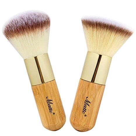 Matto Bamboo Makeup Brush Set Face Kabuki 2 Pieces - Foundation and Powder Makeup Brushes for Mineral BB Cream