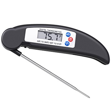 Lighting Mall Food Thermometer, Instant Read Digital Meat Thermometer with Probe for Kitchen Cooking, BBQ, Grilling, Oven, Liquid, Turkey and More - Black