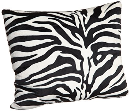 Brentwood Originals 18-Inch Zebra Fur Pillow, Black