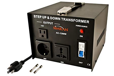 Simran AC-1500 Voltage Power Converter Step up Down Transformer 110 Volt 220 Volt, 1500 Watt Black