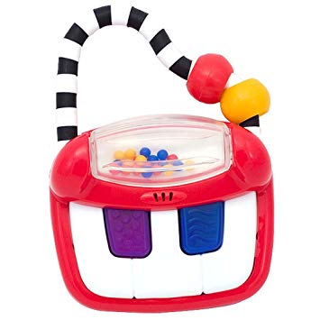 Sassy Keyboard Classics Developmental Toy – 3  Months Baby-Sized Piano Has Musical Sounds, Shaking Beads, and A Handle For Music On The Go- Batteries included