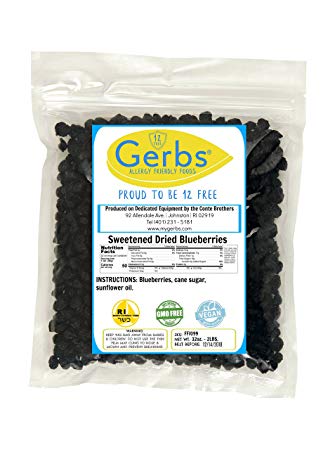 Dried Cape Cod Blueberries, 1 LB Sweetened - Unsulfured & Preservative Free - Top 12 Food Allergy Free & NON GMO - Product of USA by Gerbs