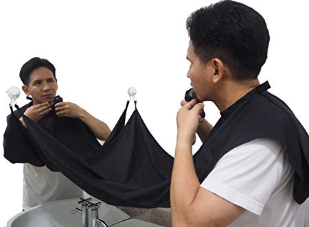 D LANNA : Beard Bib Hair Clippings Catcher - Grooming Cape Shave Apron -Trimming Apron - Beard Catcher- Keep Sink Clean- New Black