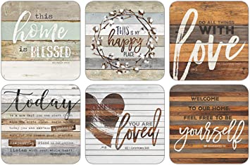 Legacy Publishing Group Marla Rae Round Cork-Backed Coaster Set, 6-Count, This Home Is Blessed