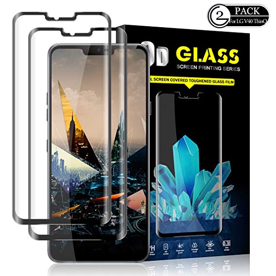 LG V40 ThinQ Screen Protector by YEYEBF, [2 Pack] Tempered Glass Screen Protector [3D Touch][Bubble-Free][Anti-Scratch][Anti-Glare][HD-Clear] Screen Protector Glass for LG V40 ThinQ