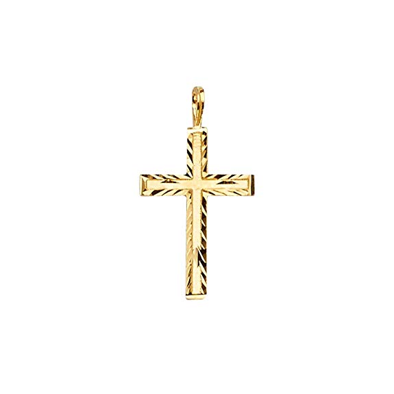 14k Yellow Gold Cross Religious Pendant (Size : 22 x 12 mm)