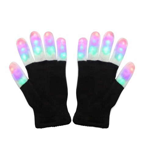 LED Gloves, Vitalismo Finger Lights Toys with Lights 3 Colorful 6 Modes Rave Gloves For Party