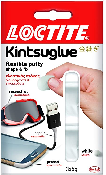 Loctite Kintsuglue, Flexible Adhesive Putty for Repairing, Reconstructing & Protecting Objects, Mouldable Repair Putty, Removable Waterproof Glue Putty, 3 x 5g