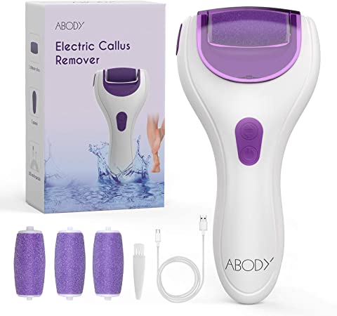 Electric Foot File Callus Remover Professional, Abody 2-Speed Rechargeable Pedicure Tool for Remove Calluses, Dry, Hard, Dead, Cracked Skin (violet)