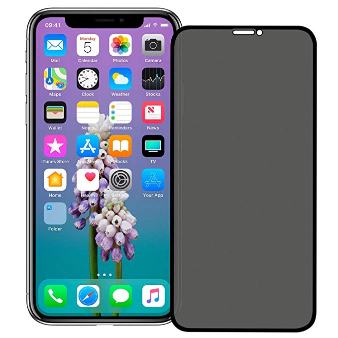 VitaVela iPhone X Privacy Tempered Glass Anti-Spy Screen Protector [3D Curved] [Case Friendly] [9H Hardness] for Apple iPhone X/XS (5.8") Black